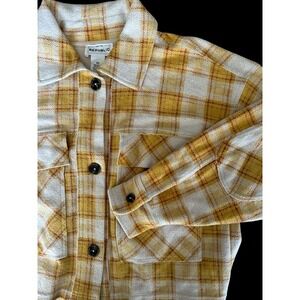 FOR THE REPUBLIC Plaid Patchwork-Elbow Jacket Button Front Cotton Blend Size XS